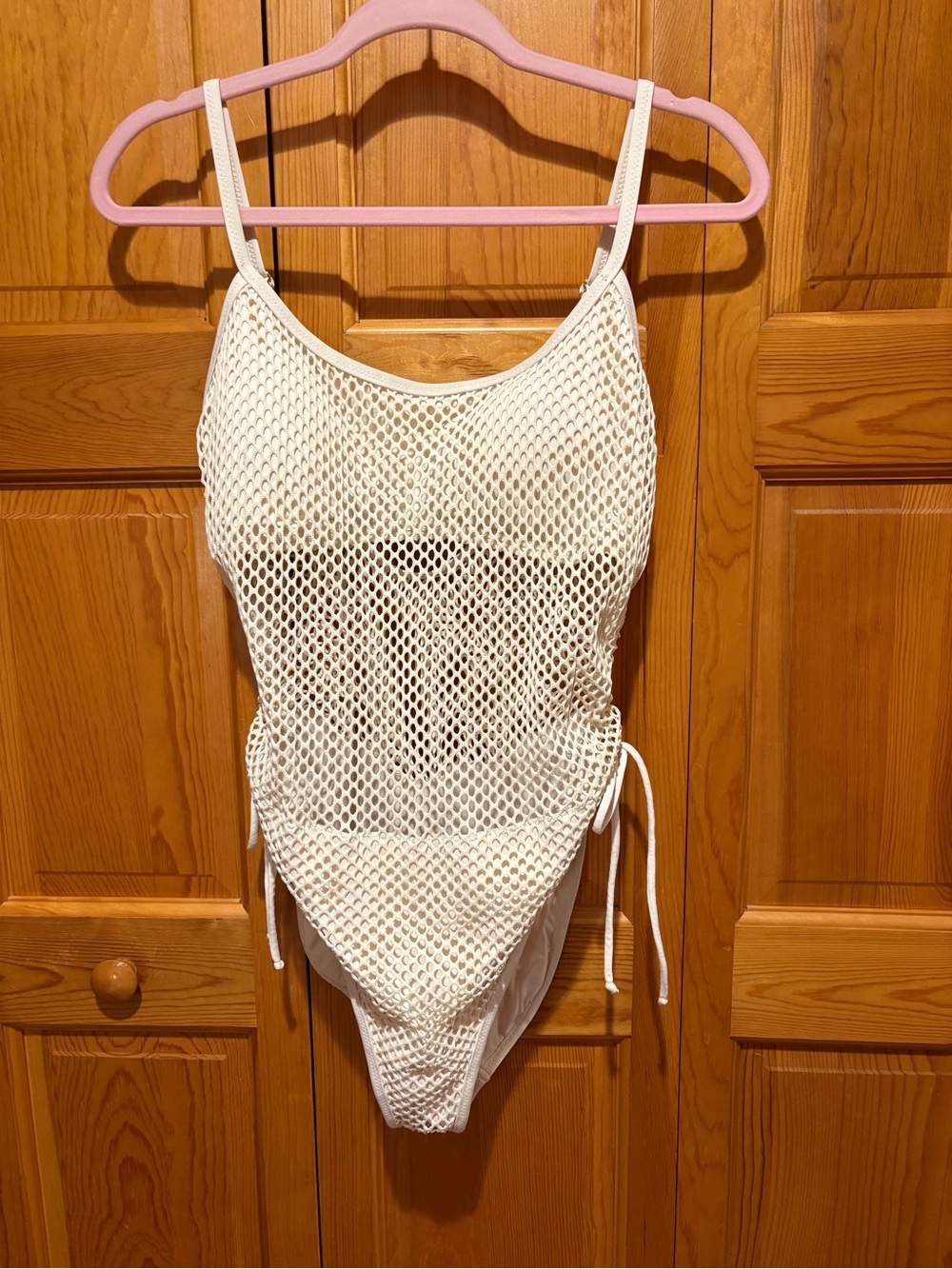 Robin Piccone White Mesh One-Piece Swimsuit